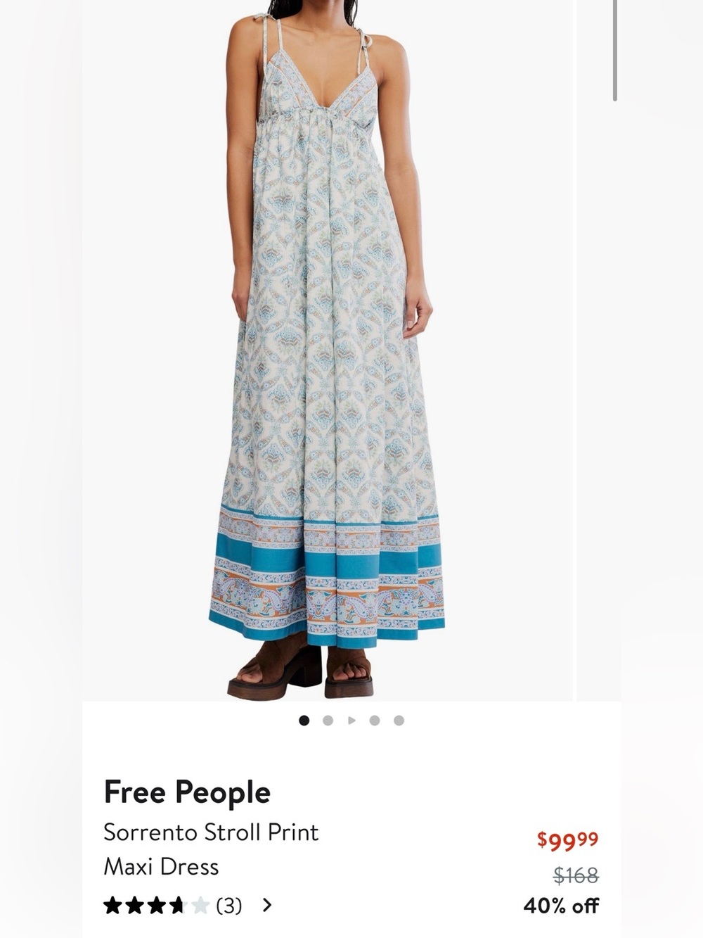 Free People Maxi Skirt in Teal and Ivory Border Print